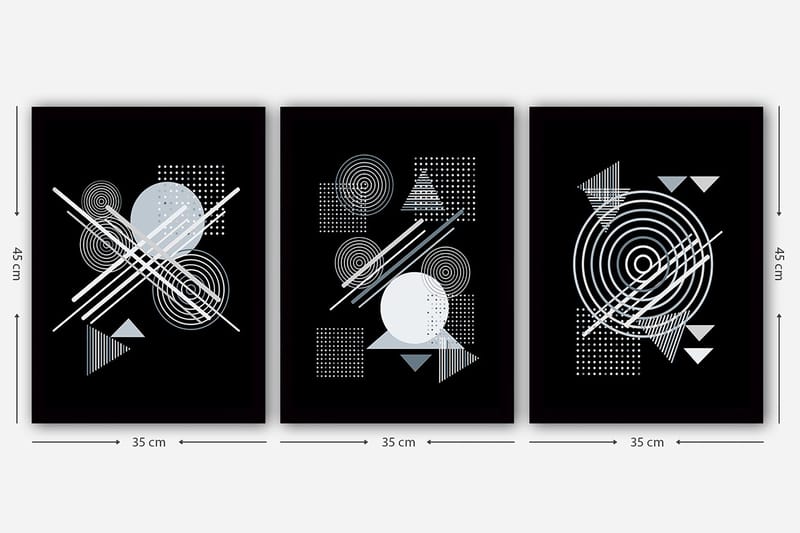Dekorativ InnRammemet maling 3-Deler 35x45 cm - Flerfarget - Interiør - Maleri & posters - Lerretsbilder