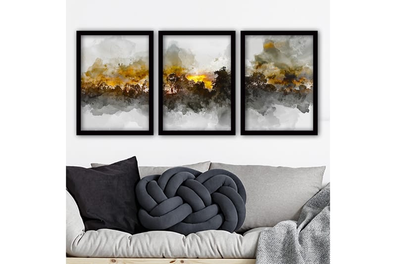 Dekorativ InnRammemet maling 3-Deler 35x45 cm - Flerfarget - Interiør - Maleri & posters - Lerretsbilder