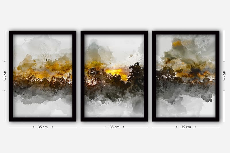 Dekorativ InnRammemet maling 3-Deler 35x45 cm - Flerfarget - Interiør - Maleri & posters - Lerretsbilder