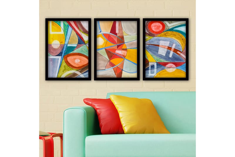 Dekorativ InnRammemet maling 3-Deler 35x45 cm - Flerfarget - Interiør - Maleri & posters - Lerretsbilder