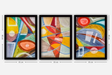 Dekorativ InnRammemet maling 3-Deler 35x45 cm - Flerfarget - Interiør - Maleri & posters - Lerretsbilder