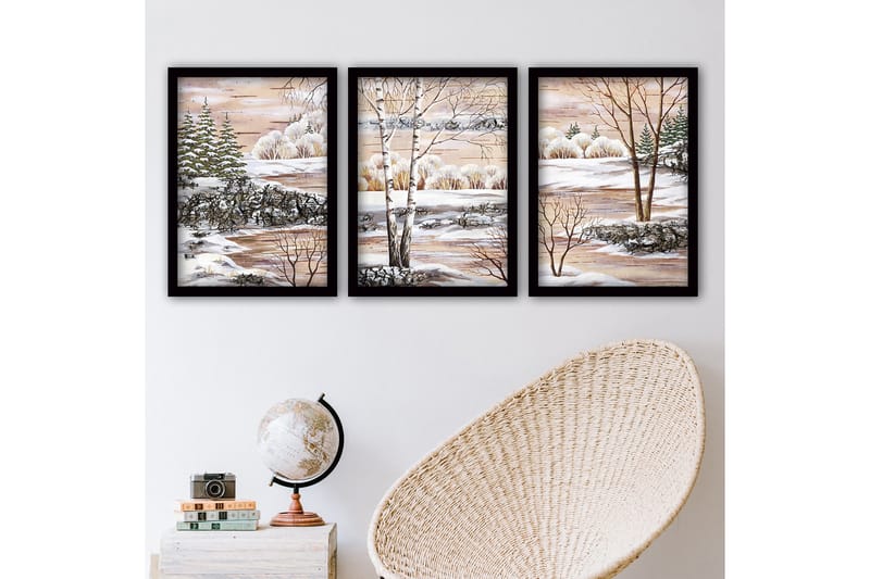 Dekorativ InnRammemet maling 3-Deler 35x45 cm - Flerfarget - Interiør - Maleri & posters - Lerretsbilder
