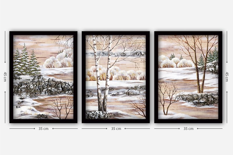Dekorativ InnRammemet maling 3-Deler 35x45 cm - Flerfarget - Interiør - Maleri & posters - Lerretsbilder