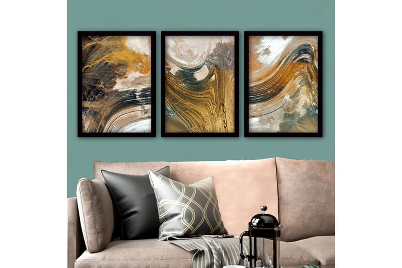 Dekorativ InnRammemet maling 3-Deler 35x45 cm - Flerfarget - Interiør - Maleri & posters - Lerretsbilder