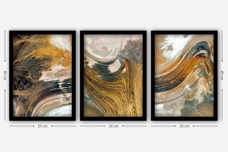 Dekorativ InnRammemet maling 3-Deler 35x45 cm - Flerfarget - Interiør - Maleri & posters - Lerretsbilder