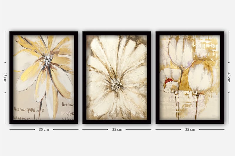 Dekorativ InnRammemet maling 3-Deler 35x45 cm - Flerfarget - Interiør - Maleri & posters - Lerretsbilder