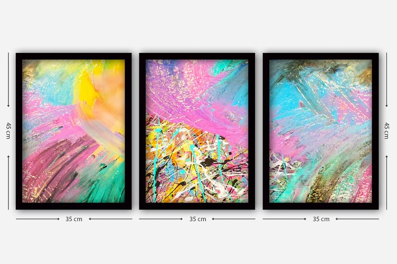 Dekorativ InnRammemet maling 3-Deler 35x45 cm - Flerfarget - Interiør - Maleri & posters - Lerretsbilder