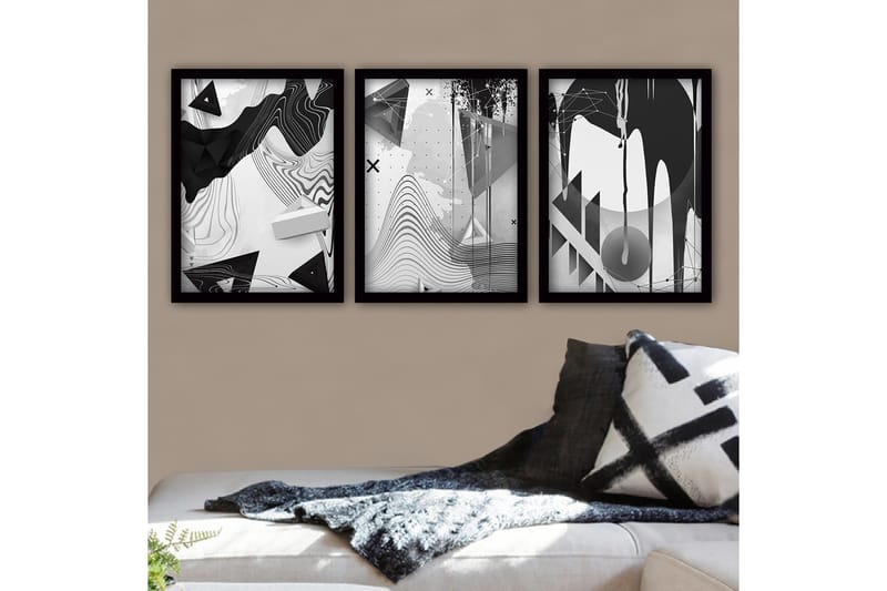 Dekorativ InnRammemet maling 3-Deler 35x45 cm - Flerfarget - Interiør - Maleri & posters - Lerretsbilder