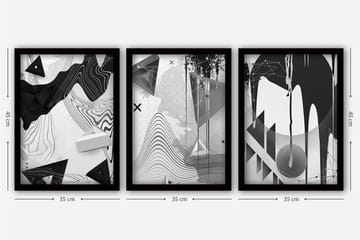 Dekorativ InnRammemet maling 3-Deler 35x45 cm - Flerfarget - Interiør - Maleri & posters - Lerretsbilder