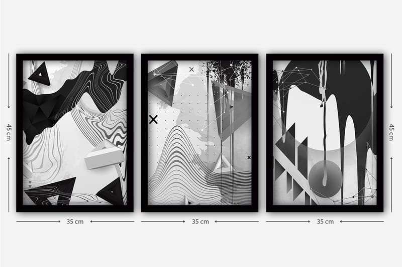 Dekorativ InnRammemet maling 3-Deler 35x45 cm - Flerfarget - Interiør - Maleri & posters - Lerretsbilder
