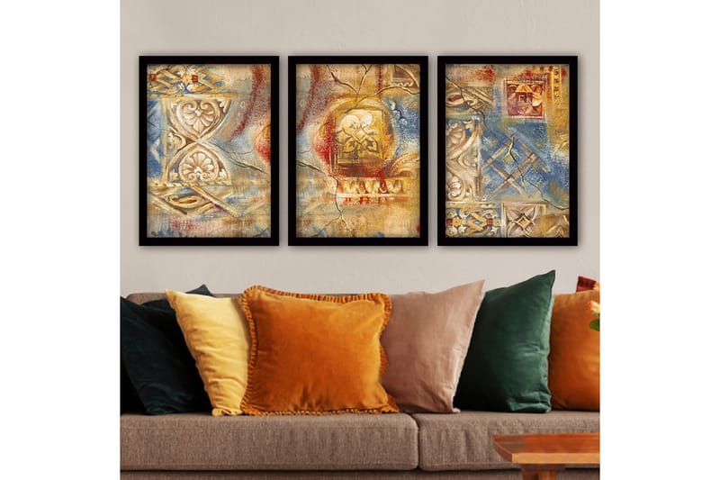 Dekorativ InnRammemet maling 3-Deler 35x45 cm - Flerfarget - Interiør - Maleri & posters - Lerretsbilder