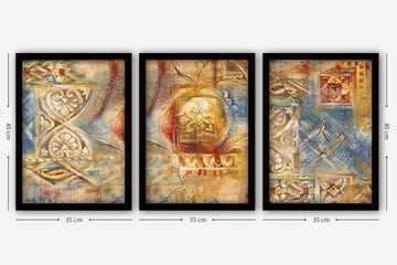 Dekorativ InnRammemet maling 3-Deler 35x45 cm - Flerfarget - Interiør - Maleri & posters - Lerretsbilder