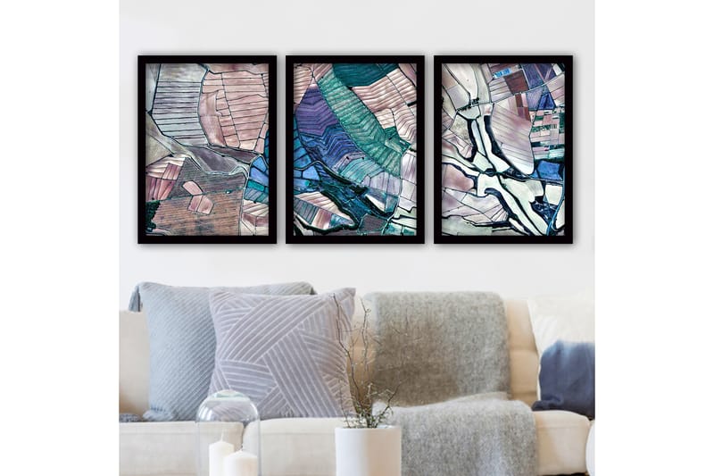 Dekorativ InnRammemet maling 3-Deler 35x45 cm - Flerfarget - Interiør - Maleri & posters - Lerretsbilder