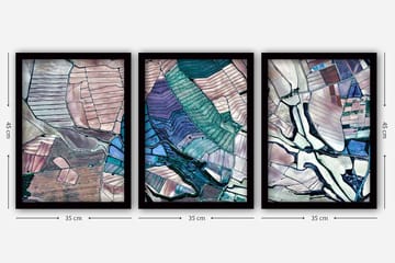 Dekorativ InnRammemet maling 3-Deler 35x45 cm - Flerfarget - Interiør - Maleri & posters - Lerretsbilder