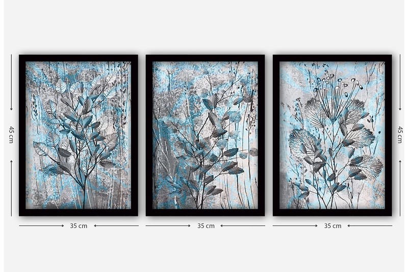 Dekorativ InnRammemet maling 3-Deler 35x45 cm - Flerfarget - Interiør - Maleri & posters - Lerretsbilder