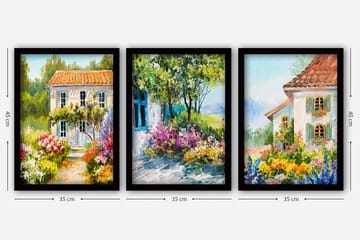 Dekorativ InnRammemet maling 3-Deler 35x45 cm - Flerfarget - Interiør - Maleri & posters - Lerretsbilder