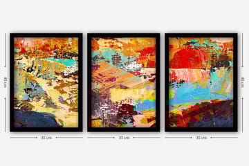 Dekorativ InnRammemet maling 3-Deler 35x45 cm - Flerfarget - Interiør - Maleri & posters - Lerretsbilder