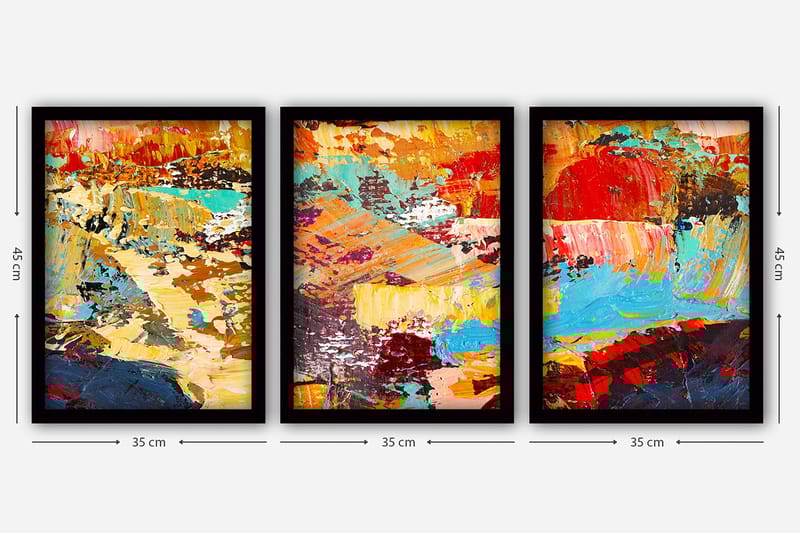 Dekorativ InnRammemet maling 3-Deler 35x45 cm - Flerfarget - Interiør - Maleri & posters - Lerretsbilder