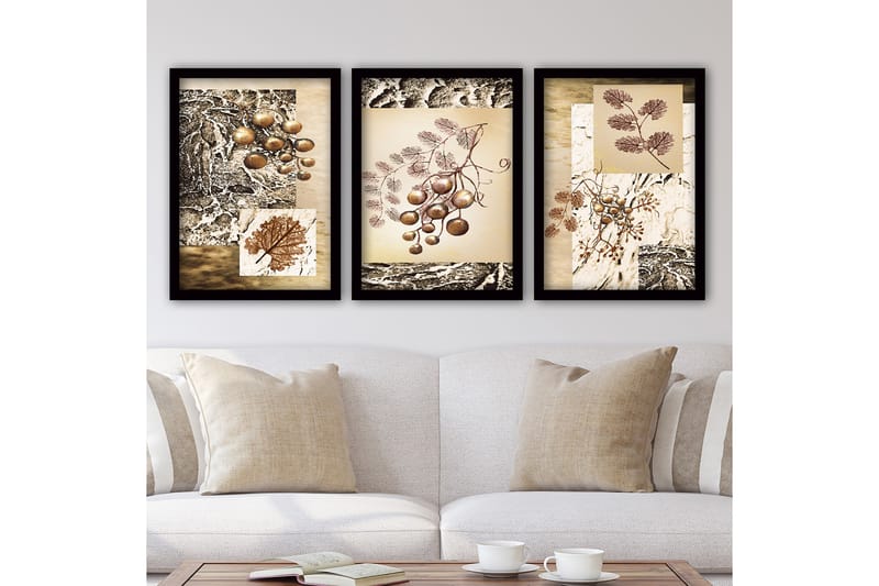 Dekorativ InnRammemet maling 3-Deler 35x45 cm - Flerfarget - Interiør - Maleri & posters - Lerretsbilder