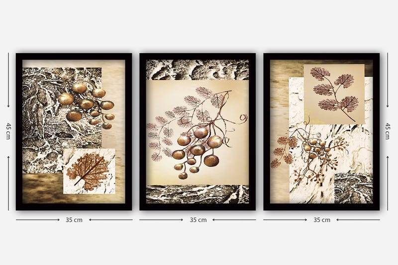 Dekorativ InnRammemet maling 3-Deler 35x45 cm - Flerfarget - Interiør - Maleri & posters - Lerretsbilder
