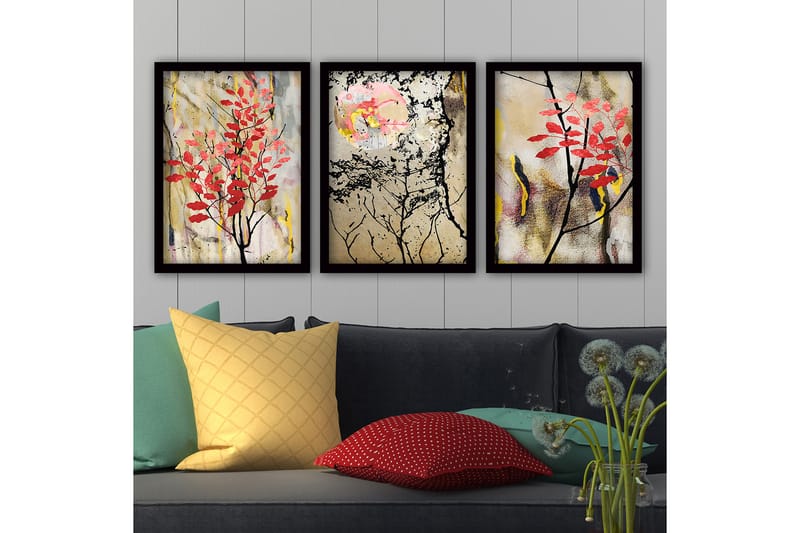 Dekorativ InnRammemet maling 3-Deler 35x45 cm - Flerfarget - Interiør - Maleri & posters - Lerretsbilder