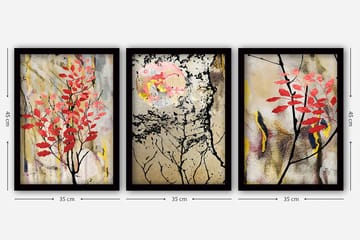 Dekorativ InnRammemet maling 3-Deler 35x45 cm - Flerfarget - Interiør - Maleri & posters - Lerretsbilder