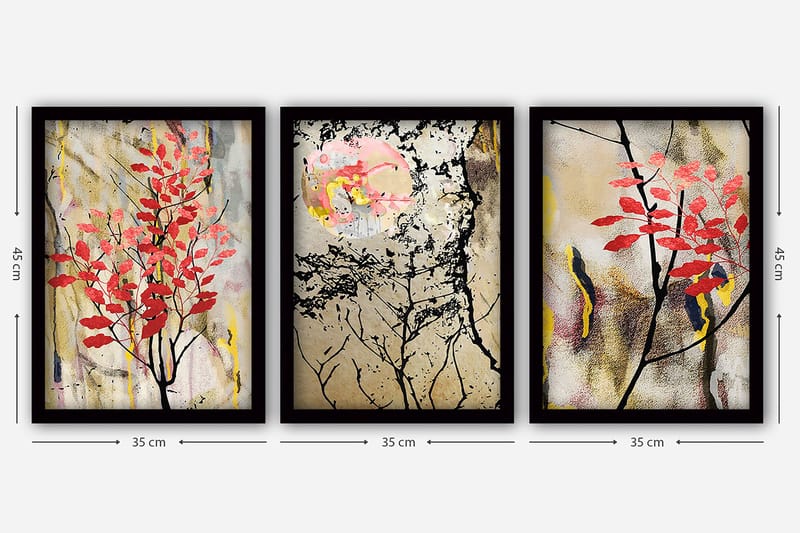 Dekorativ InnRammemet maling 3-Deler 35x45 cm - Flerfarget - Interiør - Maleri & posters - Lerretsbilder