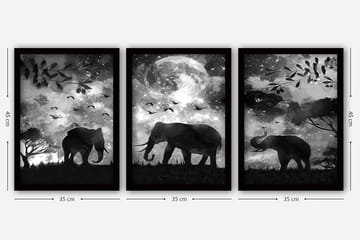 Dekorativ InnRammemet maling 3-Deler 35x45 cm - Flerfarget - Interiør - Maleri & posters - Lerretsbilder