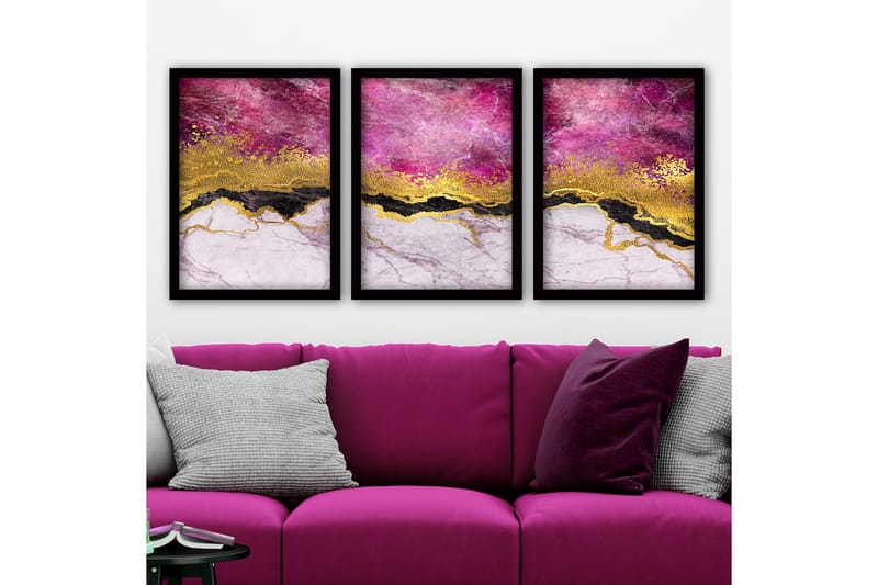 Dekorativ InnRammemet maling 3-Deler 35x45 cm - Flerfarget - Interiør - Maleri & posters - Lerretsbilder