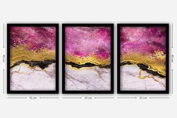 Dekorativ InnRammemet maling 3-Deler 35x45 cm - Flerfarget - Interiør - Maleri & posters - Lerretsbilder