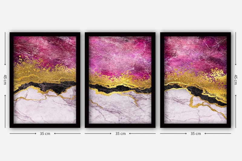 Dekorativ InnRammemet maling 3-Deler 35x45 cm - Flerfarget - Interiør - Maleri & posters - Lerretsbilder