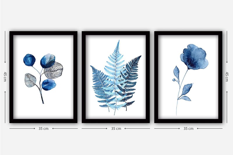 Dekorativ InnRammemet maling 3-Deler 35x45 cm - Flerfarget - Interiør - Maleri & posters - Lerretsbilder