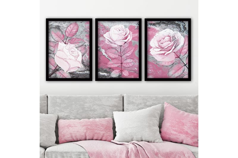 Dekorativ InnRammemet maling 3-Deler 35x45 cm - Flerfarget - Interiør - Maleri & posters - Lerretsbilder