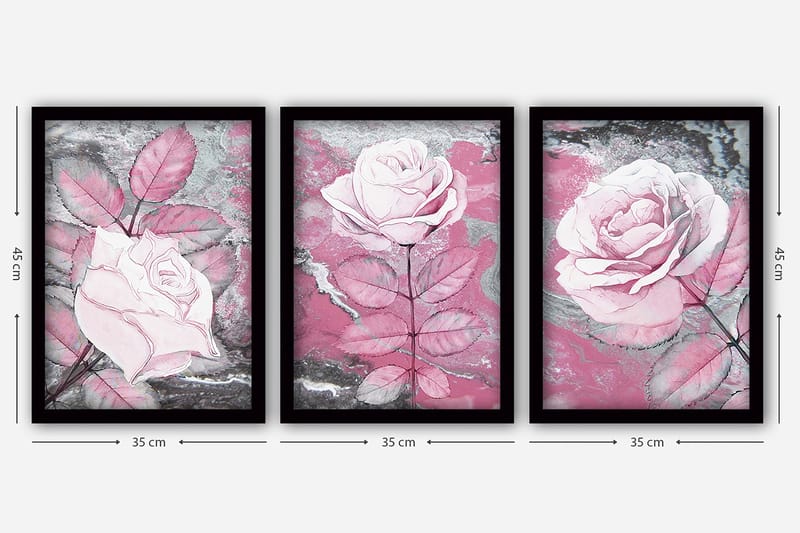 Dekorativ InnRammemet maling 3-Deler 35x45 cm - Flerfarget - Interiør - Maleri & posters - Lerretsbilder
