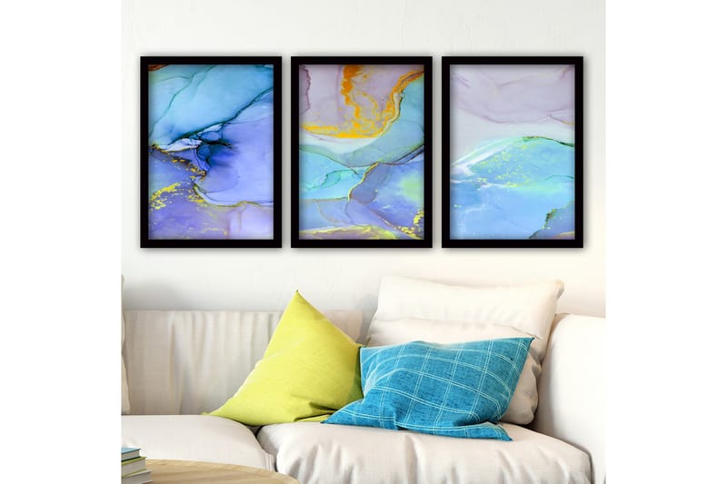 Dekorativ InnRammemet maling 3-Deler 35x45 cm - Flerfarget - Interiør - Maleri & posters - Lerretsbilder