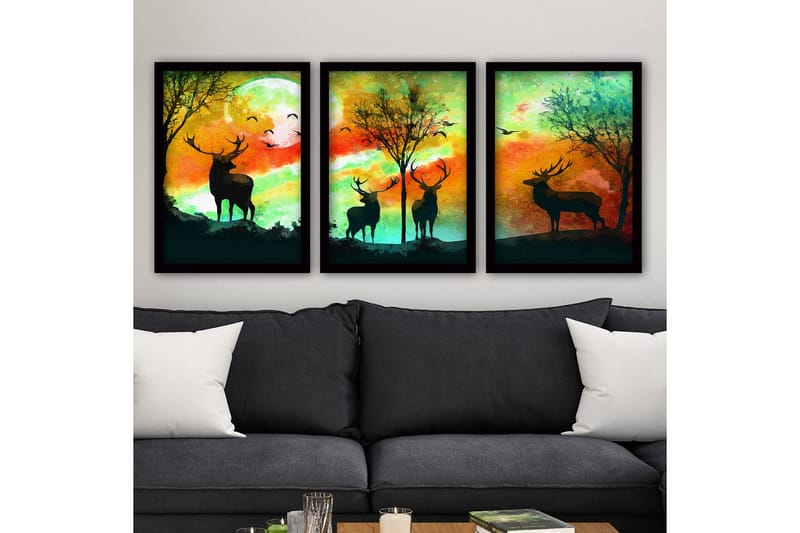 Dekorativ InnRammemet maling 3-Deler 35x45 cm - Flerfarget - Interiør - Maleri & posters - Lerretsbilder
