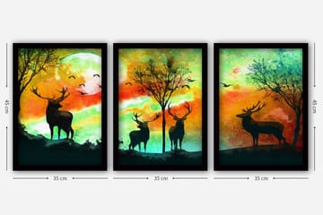 Dekorativ InnRammemet maling 3-Deler 35x45 cm - Flerfarget - Interiør - Maleri & posters - Lerretsbilder