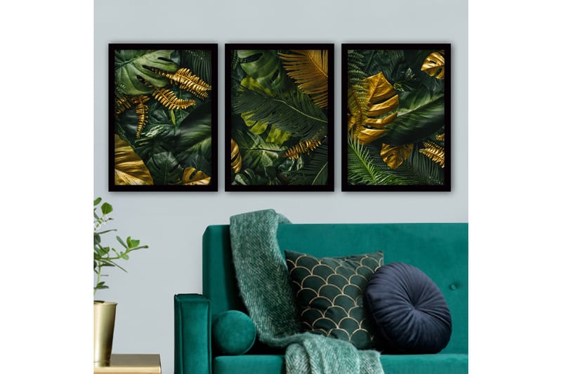 Dekorativ InnRammemet maling 3-Deler 35x45 cm - Flerfarget - Interiør - Maleri & posters - Lerretsbilder