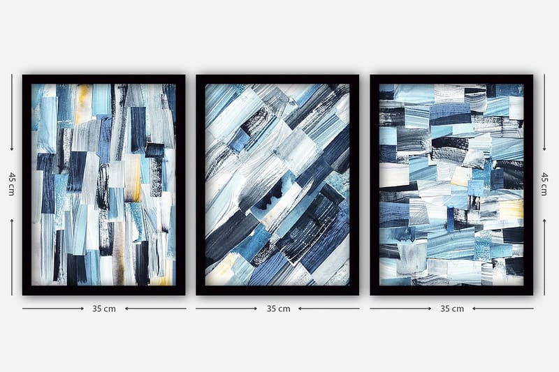 Dekorativ InnRammemet maling 3-Deler 35x45 cm - Flerfarget - Interiør - Maleri & posters - Lerretsbilder