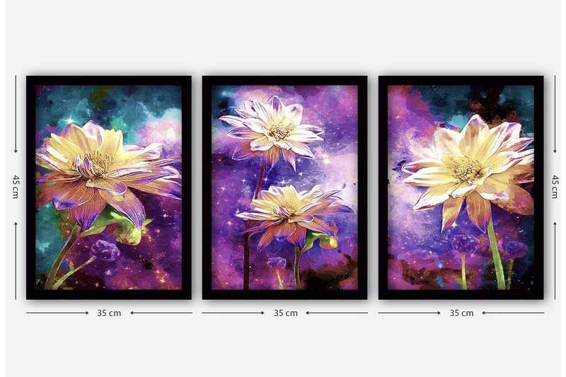 Dekorativ InnRammemet maling 3-Deler 35x45 cm - Flerfarget - Interiør - Maleri & posters - Lerretsbilder