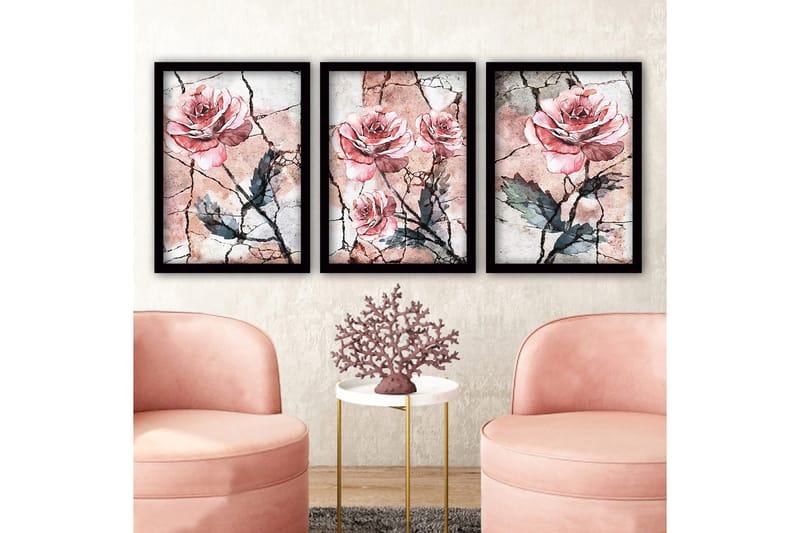 Dekorativ InnRammemet maling 3-Deler 35x45 cm - Flerfarget - Interiør - Maleri & posters - Lerretsbilder
