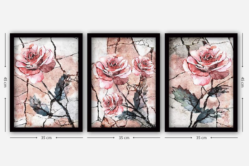 Dekorativ InnRammemet maling 3-Deler 35x45 cm - Flerfarget - Interiør - Maleri & posters - Lerretsbilder