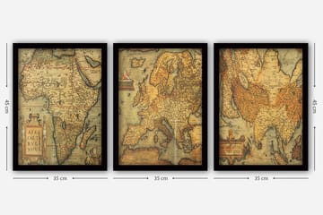 Dekorativ InnRammemet maling 3-Deler 35x45 cm - Flerfarget - Interiør - Maleri & posters - Lerretsbilder