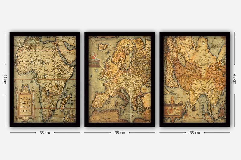 Dekorativ InnRammemet maling 3-Deler 35x45 cm - Flerfarget - Interiør - Maleri & posters - Lerretsbilder