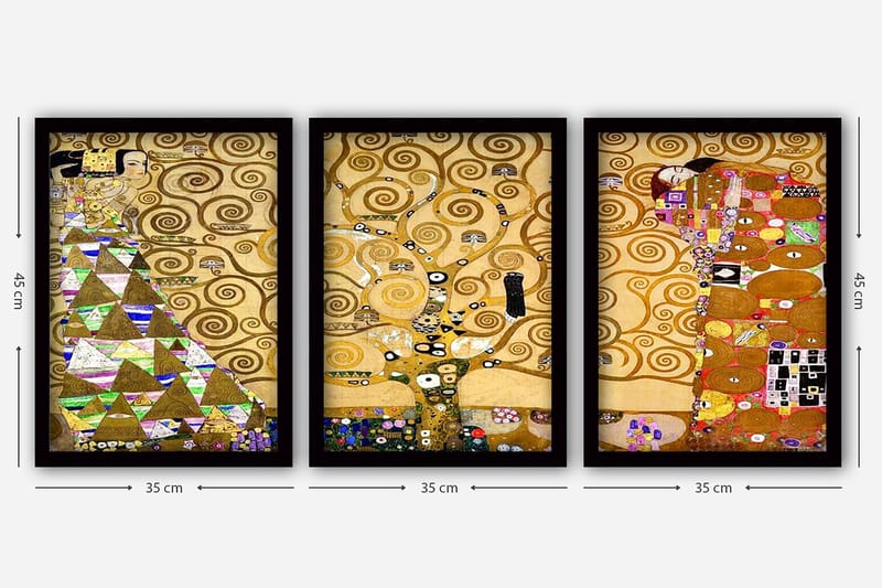 Dekorativ InnRammemet maling 3-Deler 35x45 cm - Flerfarget - Interiør - Maleri & posters - Lerretsbilder