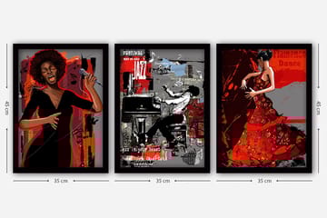 Dekorativ InnRammemet maling 3-Deler 35x45 cm - Flerfarget - Interiør - Maleri & posters - Lerretsbilder