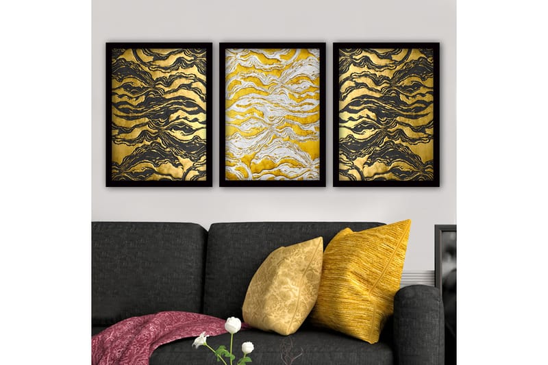 Dekorativ InnRammemet maling 3-Deler 35x45 cm - Flerfarget - Interiør - Maleri & posters - Lerretsbilder