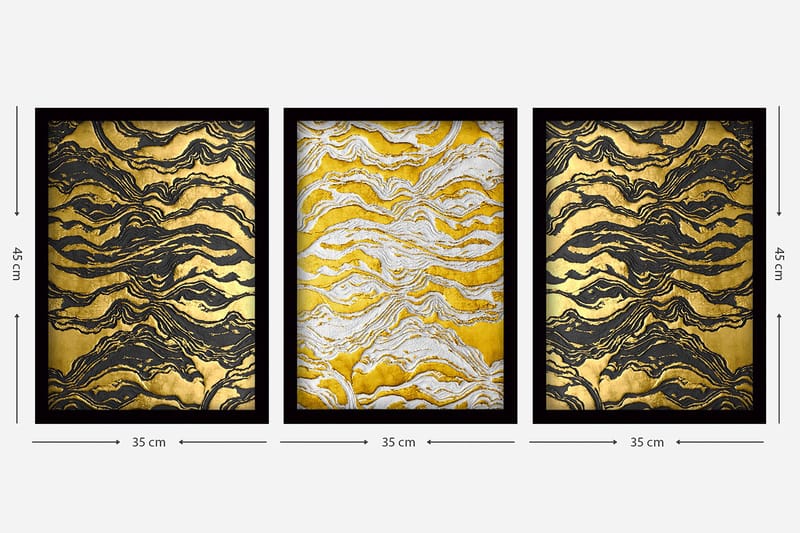 Dekorativ InnRammemet maling 3-Deler 35x45 cm - Flerfarget - Interiør - Maleri & posters - Lerretsbilder