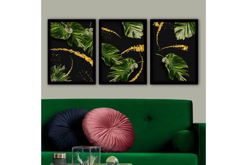 Dekorativ InnRammemet maling 3-Deler 35x45 cm - Flerfarget - Interiør - Maleri & posters - Lerretsbilder