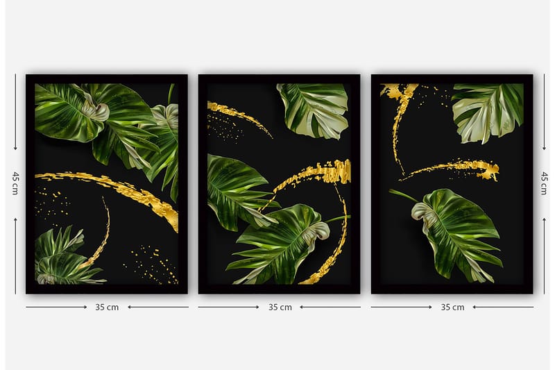 Dekorativ InnRammemet maling 3-Deler 35x45 cm - Flerfarget - Interiør - Maleri & posters - Lerretsbilder